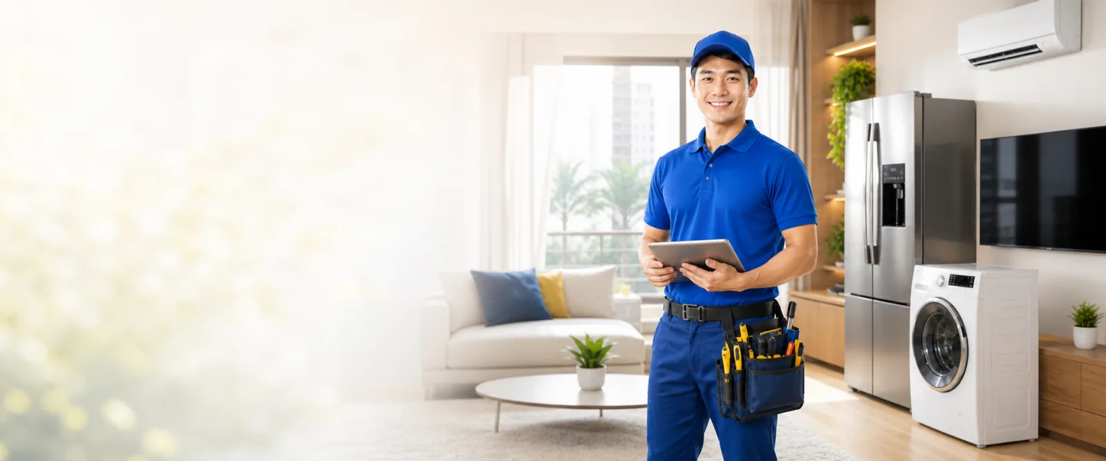 Kỹ thuật viên hỗ trợ sửa chữa thiết bị điện máy tại nhà